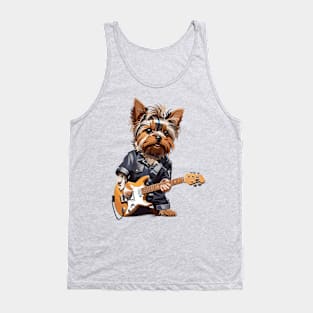 Yorkshire Terrier Playing Guitar Tank Top